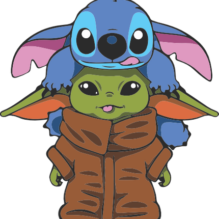 (351-D2-G) Stitch & Grogu