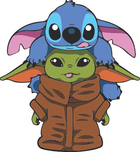 (351-D2-G) Stitch & Grogu