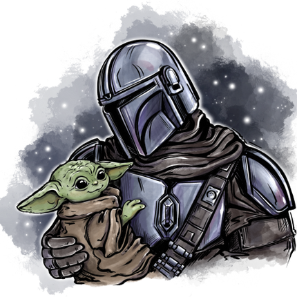 (351-D2-1K) Grogu & Mandalorian
