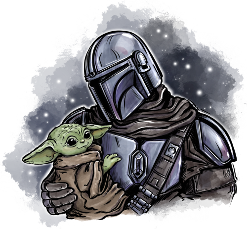 (351-D2-1K) Grogu & Mandalorian