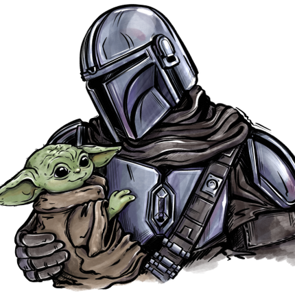 (351-D2-1N) Grogu & Mandalorian
