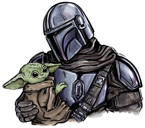 (351-D2-1N) Grogu & Mandalorian