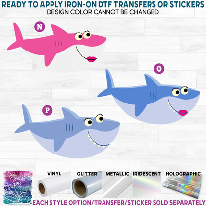 (s409-B1) Cartoon Shark d Printed Heat Transfer or Sticker