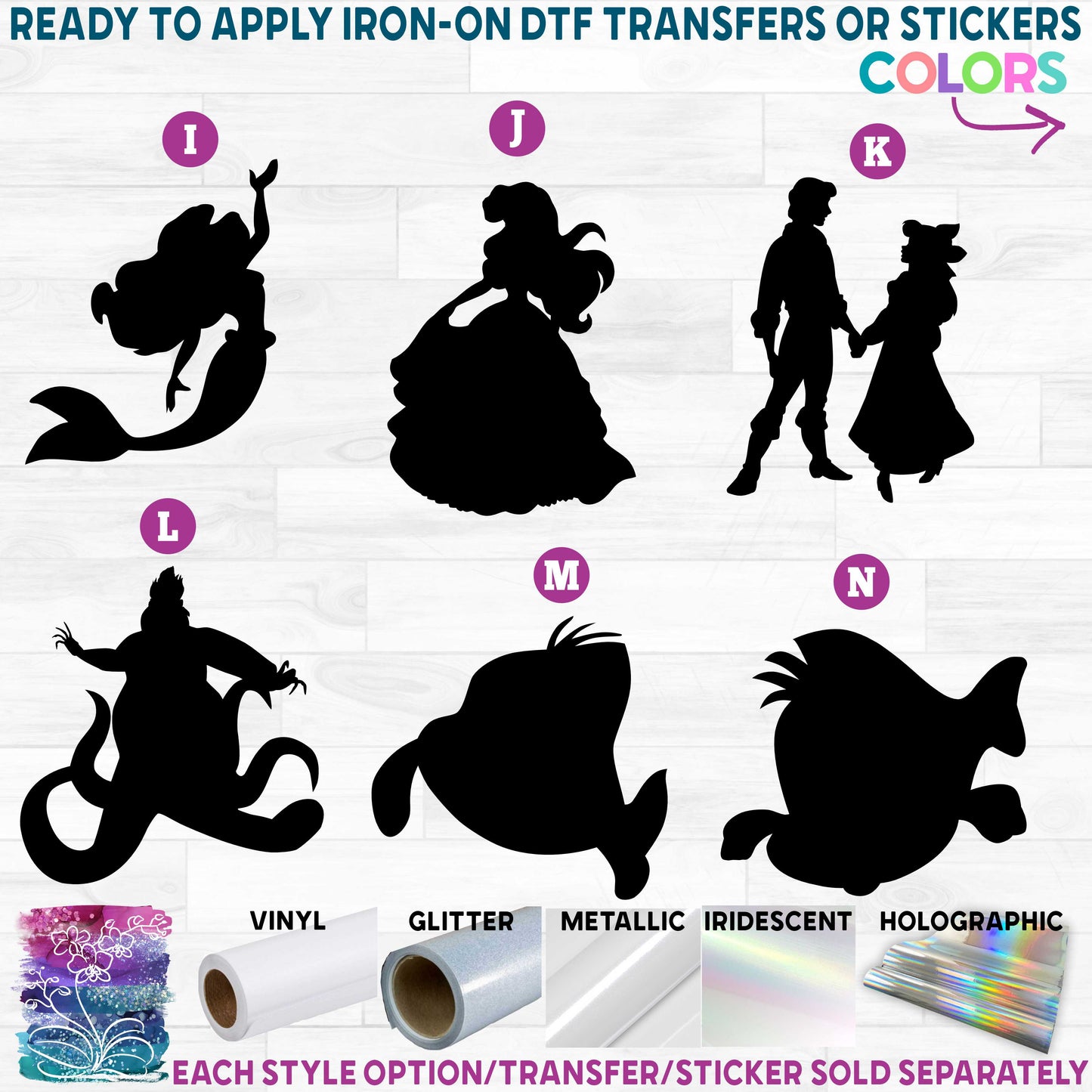 (s351-D3-05) Mermaid Printed Heat Transfer or Sticker