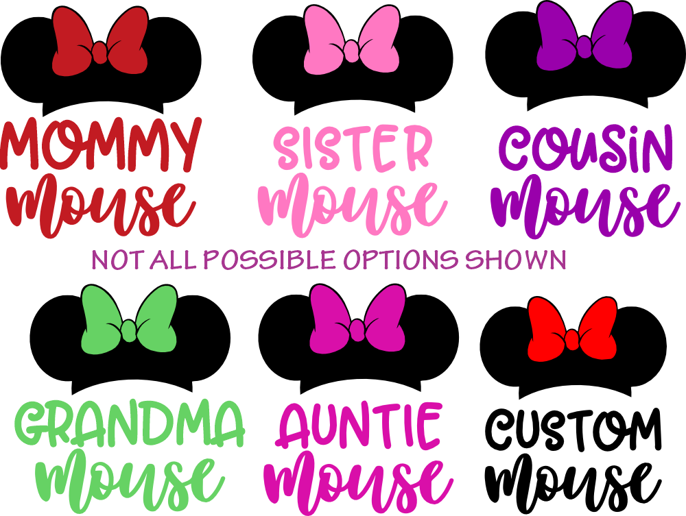 (s351-D4-01) Minnie Mouse Ear Hat Family Custom Text