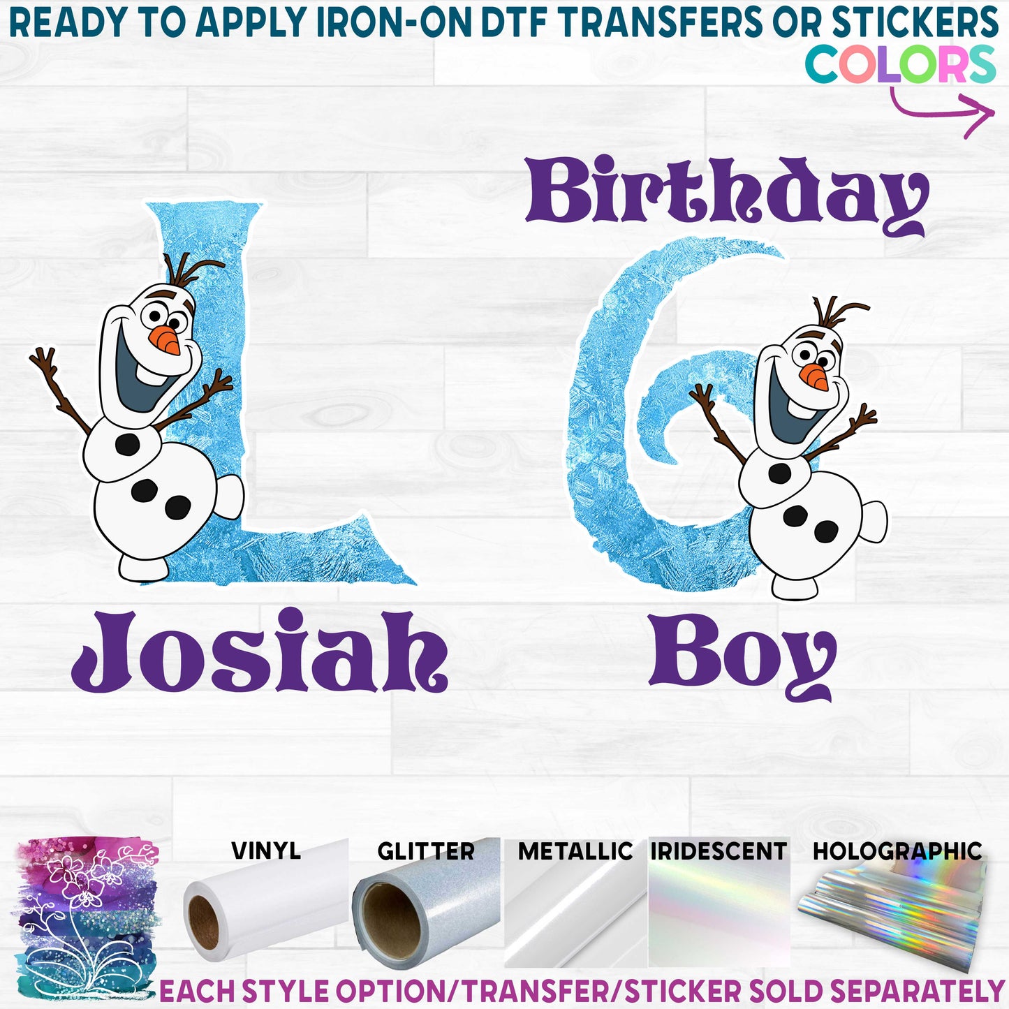 (s351-D4-12) Snowman Custom Name Text Age Number or Letter