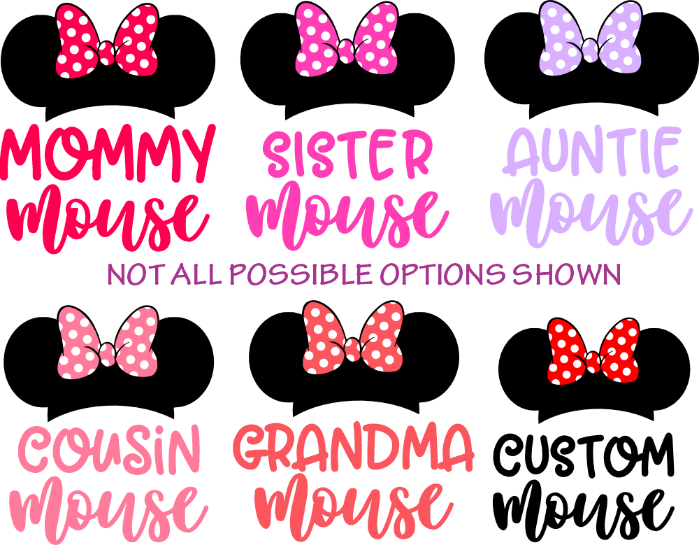 (s351-D4-02) Minnie Mouse Polka Dot Ear Hat Family Custom Text