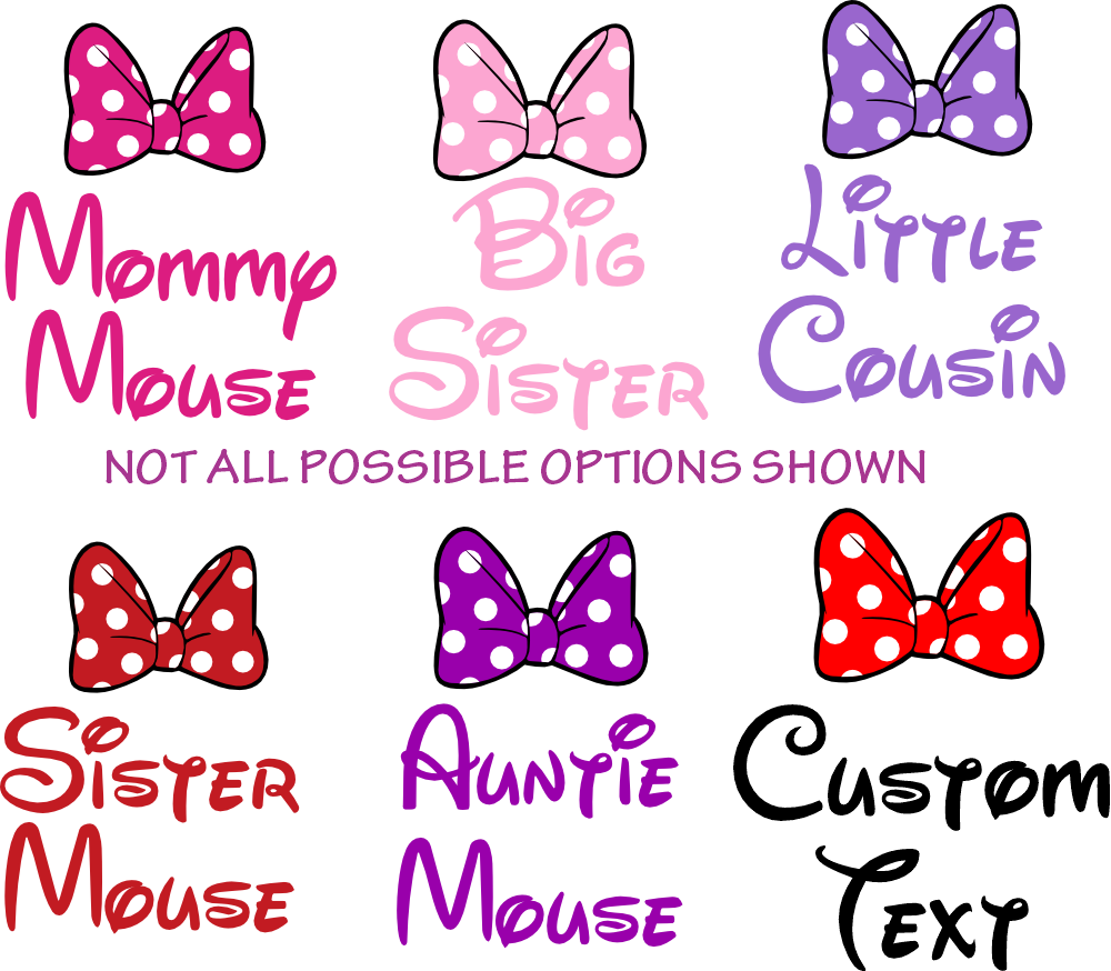 (s351-D4-06) Minnie Mouse Bow Family Custom Text