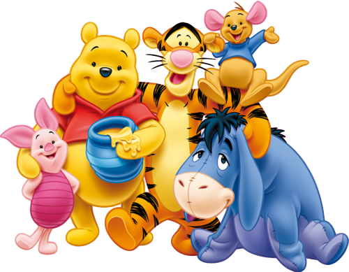 (351-D6-3W) Pooh, Piglet, Roo, Tigger, Eeyore
