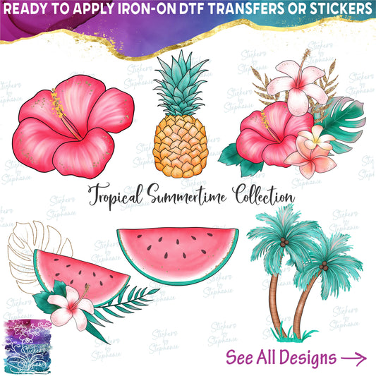 (s352) Watercolor Illustrated Tropical Flowers Collection 13 Style Options