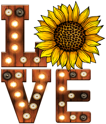 (354-02-K) Marquee Letters Love Sunflowers