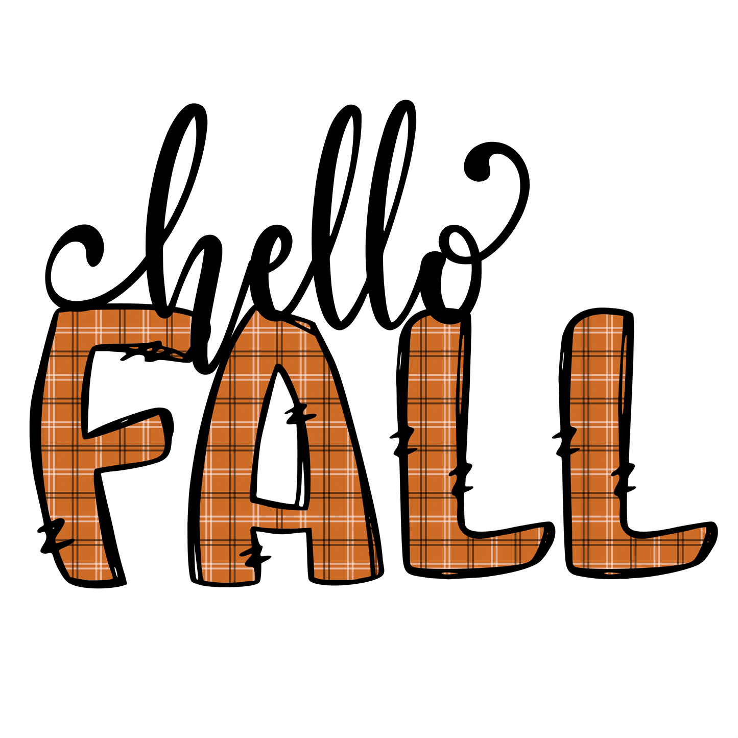 (s354-2U) Fall Vibes, Hello Fall Orange Plaid