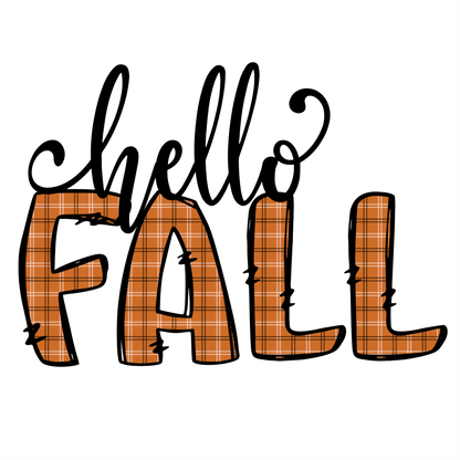 (s354-2U) Fall Vibes, Hello Fall Orange Plaid