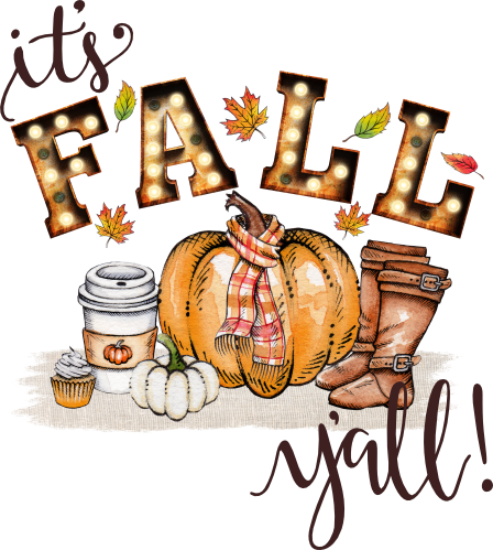 (354-02-Q) It's Fall Y'all Marquee Pumpkin Spice Latte Boots