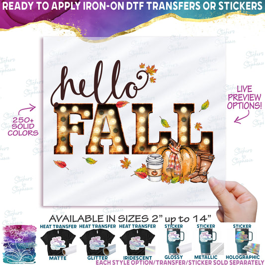 (s354-2N) Hello Fall Marquee Pumpkin Spice Latte Boots