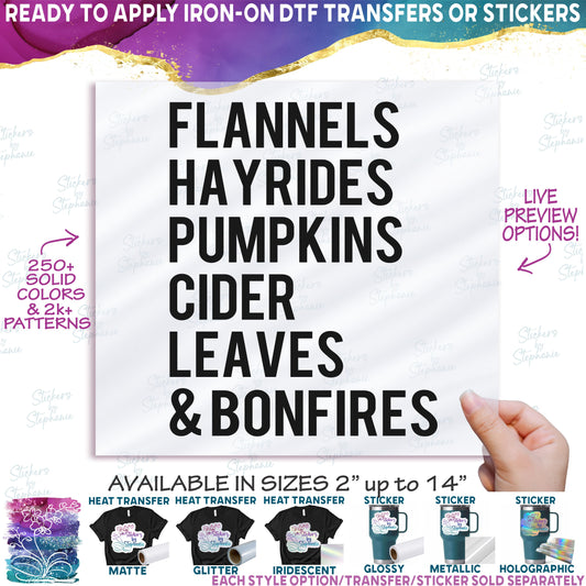 (s354-2H) Flannels Hayrides Pumpkins Cider Leaves & Bonfires