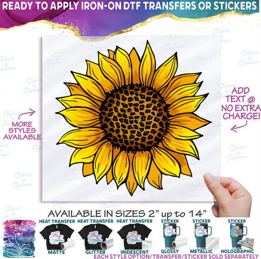 (s354) Leopard Print Sunflower
