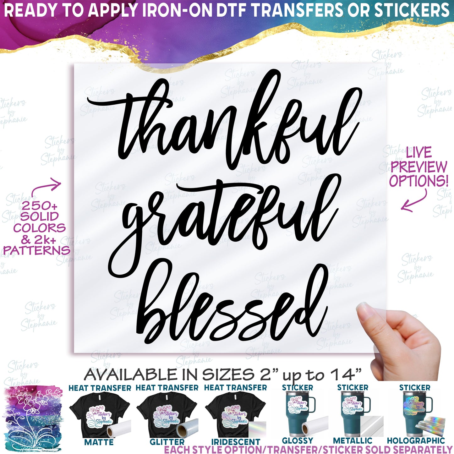 (s354-2B) Thankful Grateful Blessed
