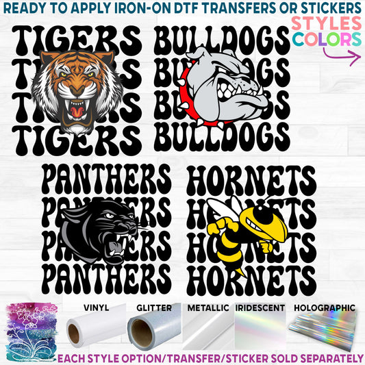 (s355-D) Team Name Mascot Custom Text Printed Heat Transfer or Sticker