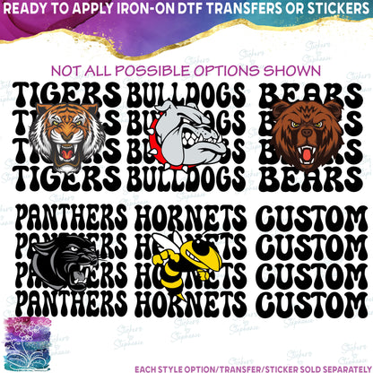 (s355-D) Stacked Team Name Custom Text 88 Mascot Styles