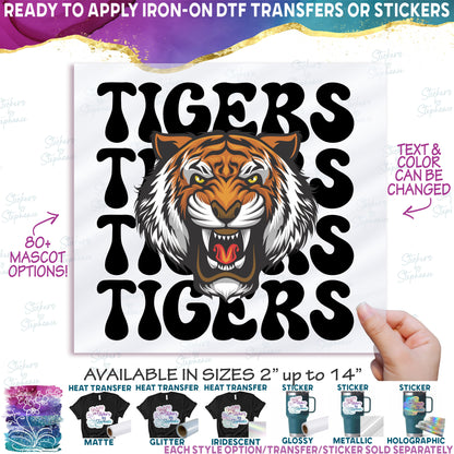 (s355-D) Stacked Team Name Custom Text 88 Mascot Styles
