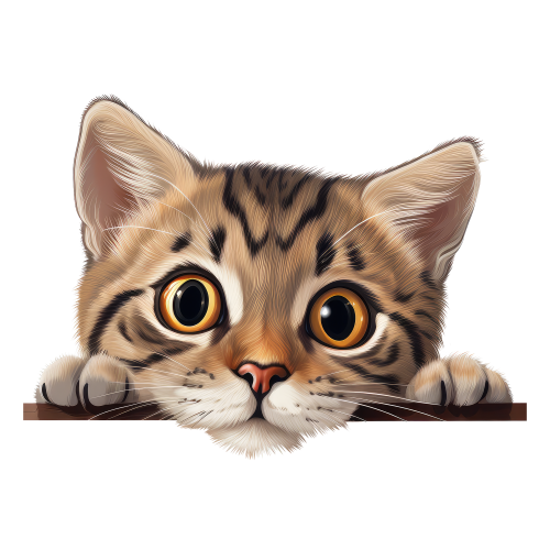 (s356-11-1B) Peeking American Shorthair Cat