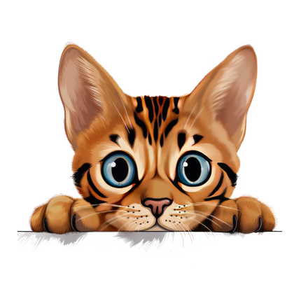 (s356-11-1C) Peeking Bengal Cat