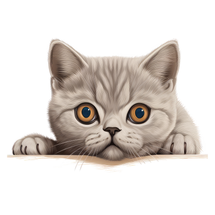 (s356-11-1E) Peeking British Shorthair Cat