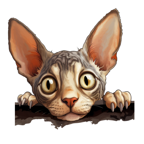 (s356-11-1G) Peeking Cornish Rex Cat