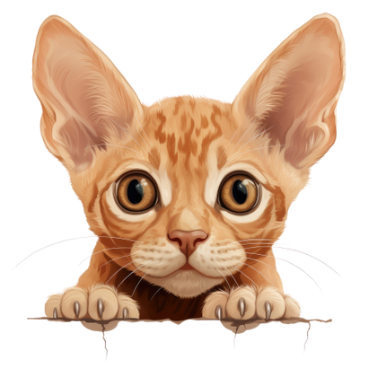 (s356-11-1H) Peeking Devon Rex Cat