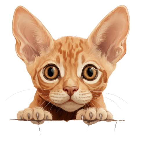 (s356-11-1H) Peeking Devon Rex Cat