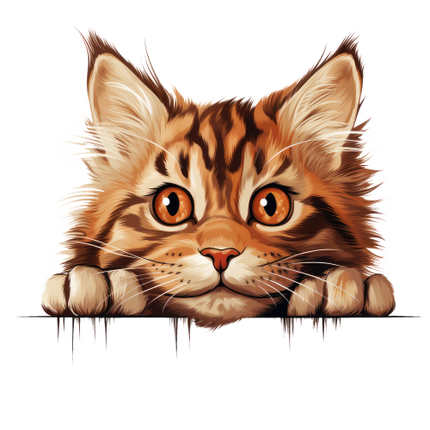 (s356-11-1J) Peeking Maine Coon Cat