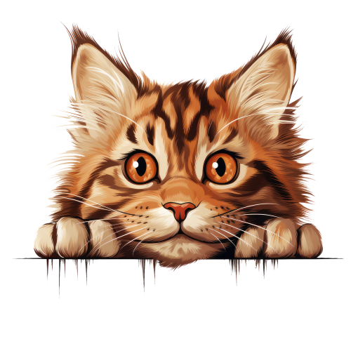 (s356-11-1J) Peeking Maine Coon Cat