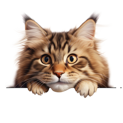 (s356-11-1K) Peeking Norwegian Forest Cat