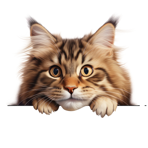 (s356-11-1K) Peeking Norwegian Forest Cat