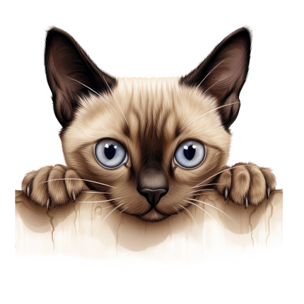 (s356-11-1Q) Peeking Siamese Cat