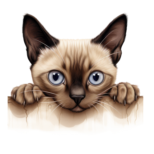 (s356-11-1Q) Peeking Siamese Cat