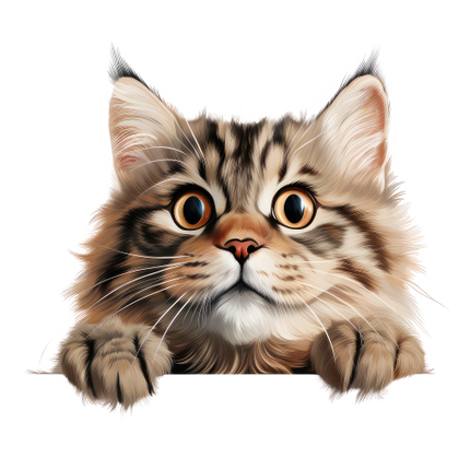 (s356-11-1R) Peeking Siberian Cat