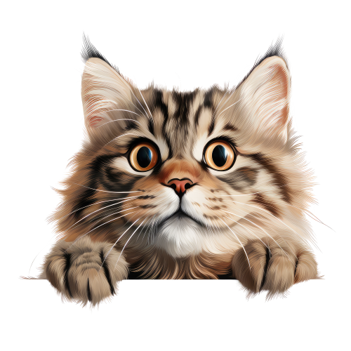 (s356-11-1R) Peeking Siberian Cat