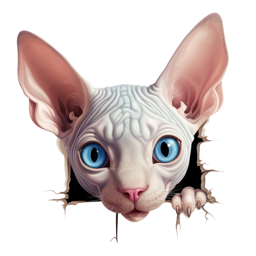 (s356-11-1S) Peeking Spynx Cat