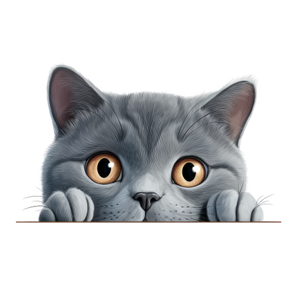 (s356-11-1Z) Peeking Chartreux Cat