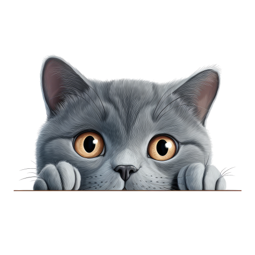 (s356-11-1Z) Peeking Chartreux Cat