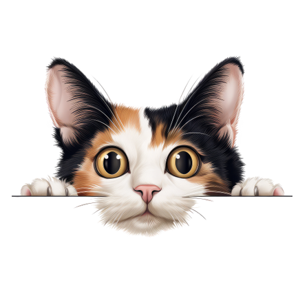 (s356-11-2D) Peeking Japenese Bobtail Cat