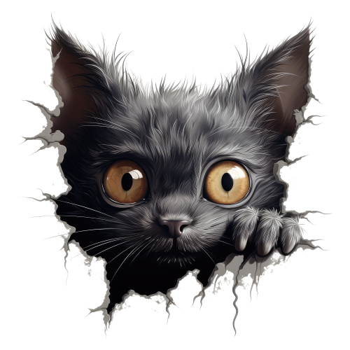 (s356-11-2G) Peeking Lykoi Cat