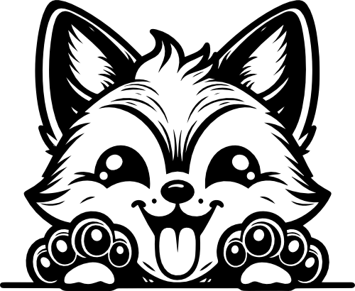 (356-08-A) Cute Peeking Animals Fox