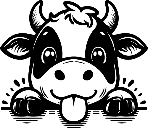 (s356-08-B) Cute Peeking Animals Cow