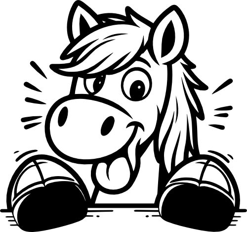 (s356-08-H) Cute Peeking Animals Horse