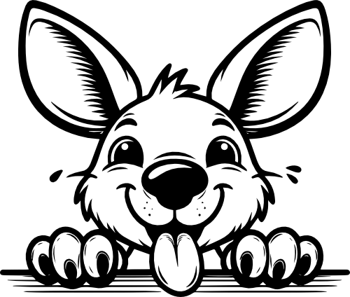 (s356-08-W) Cute Peeking Animals Kangaroo