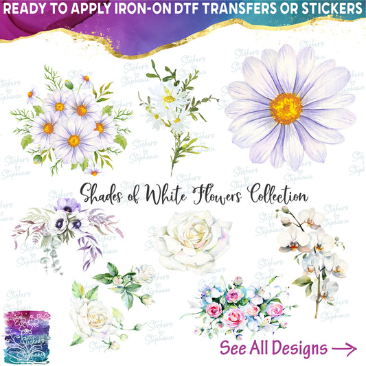 (s359-1) Watercolor Shades of White Flowers Collection