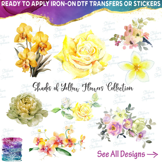 (s359-2) Watercolor Shades of Yellow Flowers Collection